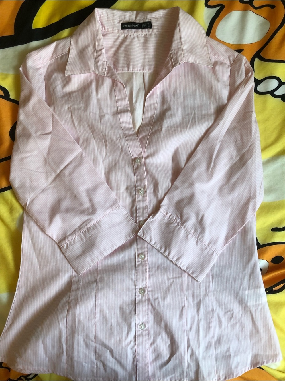 Atmosphere Light Pink Pinstriped Casual Button-Down Shirt